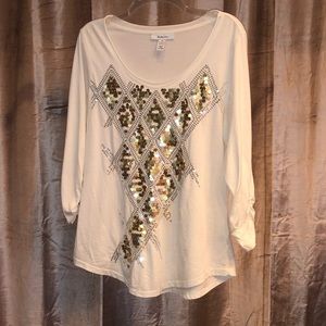 Sequin ¾ Sleeve Top